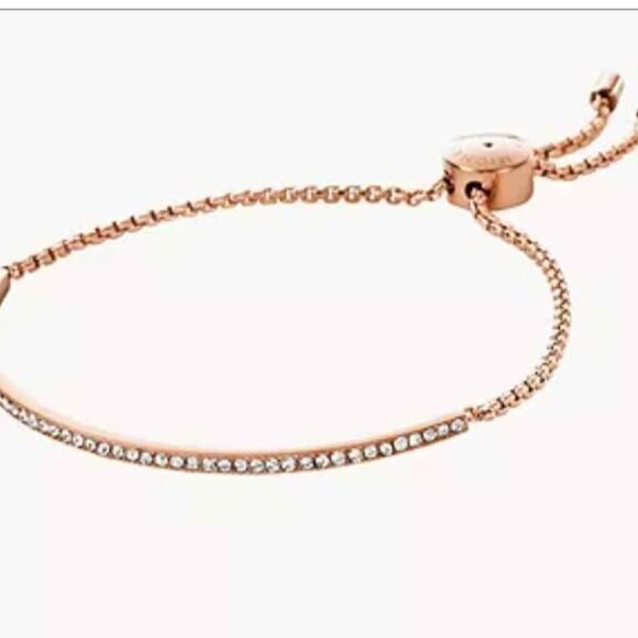 Michael Kors Pave Bar Slider Rose Gold Slider Bracelet. - Picture 5 of 10